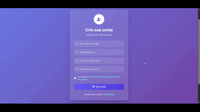 GIF do agregador de links LinkHub